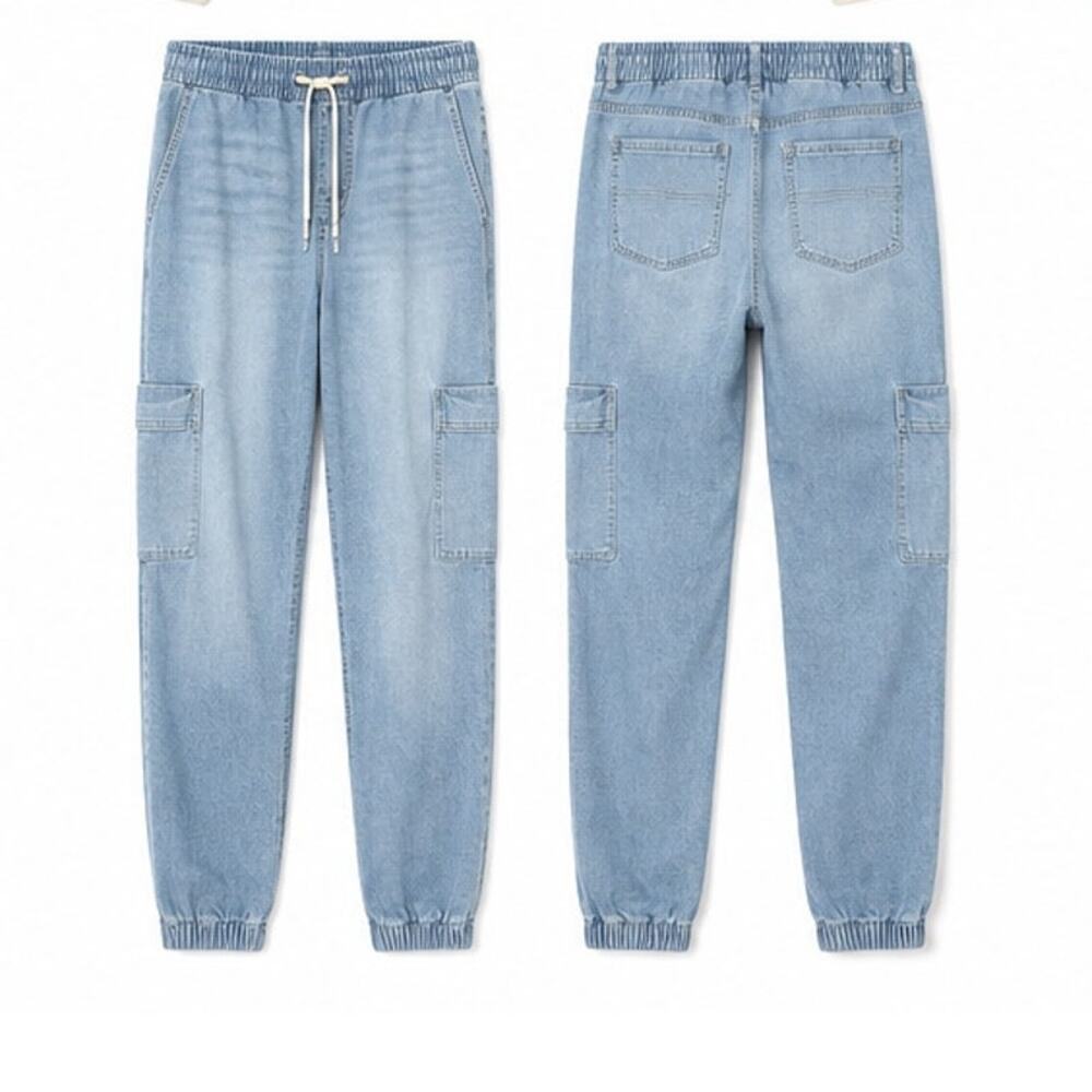 Sonoma Goods For Life Chambray Cargo Jogger Pants Blue Medium NWOT